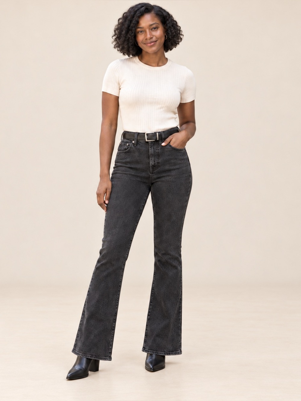 Madewell Perfect Vintage Flare Jeans Womens 24 Black High Rise Stretch Denim
